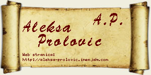 Aleksa Prolović vizit kartica